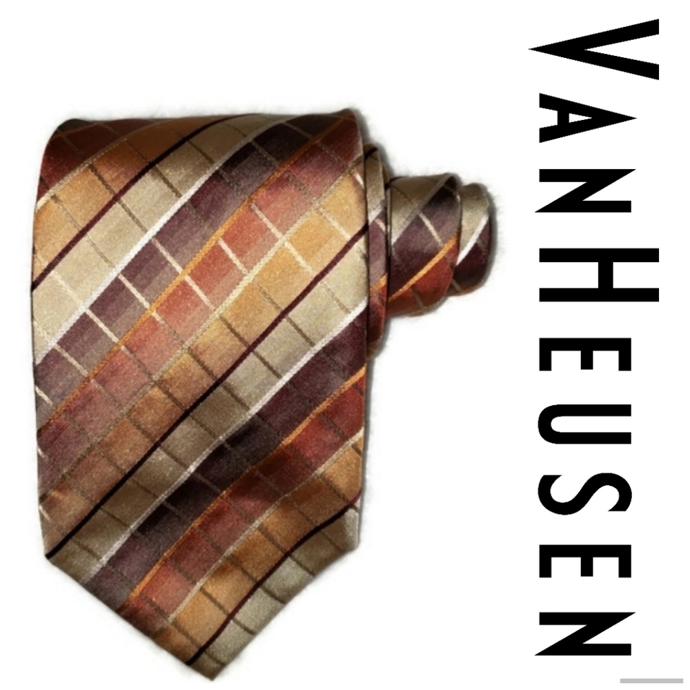 Van Heusen Men's Necktie multicolored in golds, browns & burnt orange